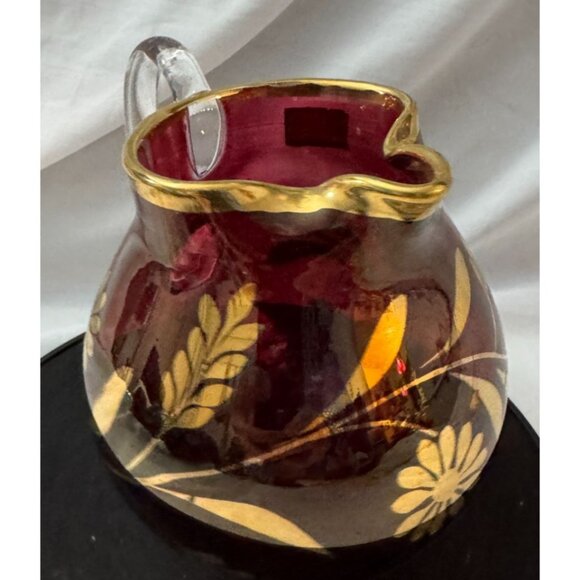 Avitra Crystal Glass Pitcher With Gold Floral Design VIDEO - Picture 3 of 6